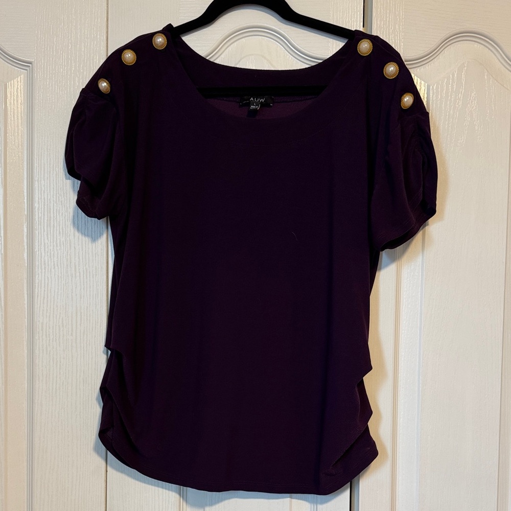 AUW Plum Top with Gold Accents